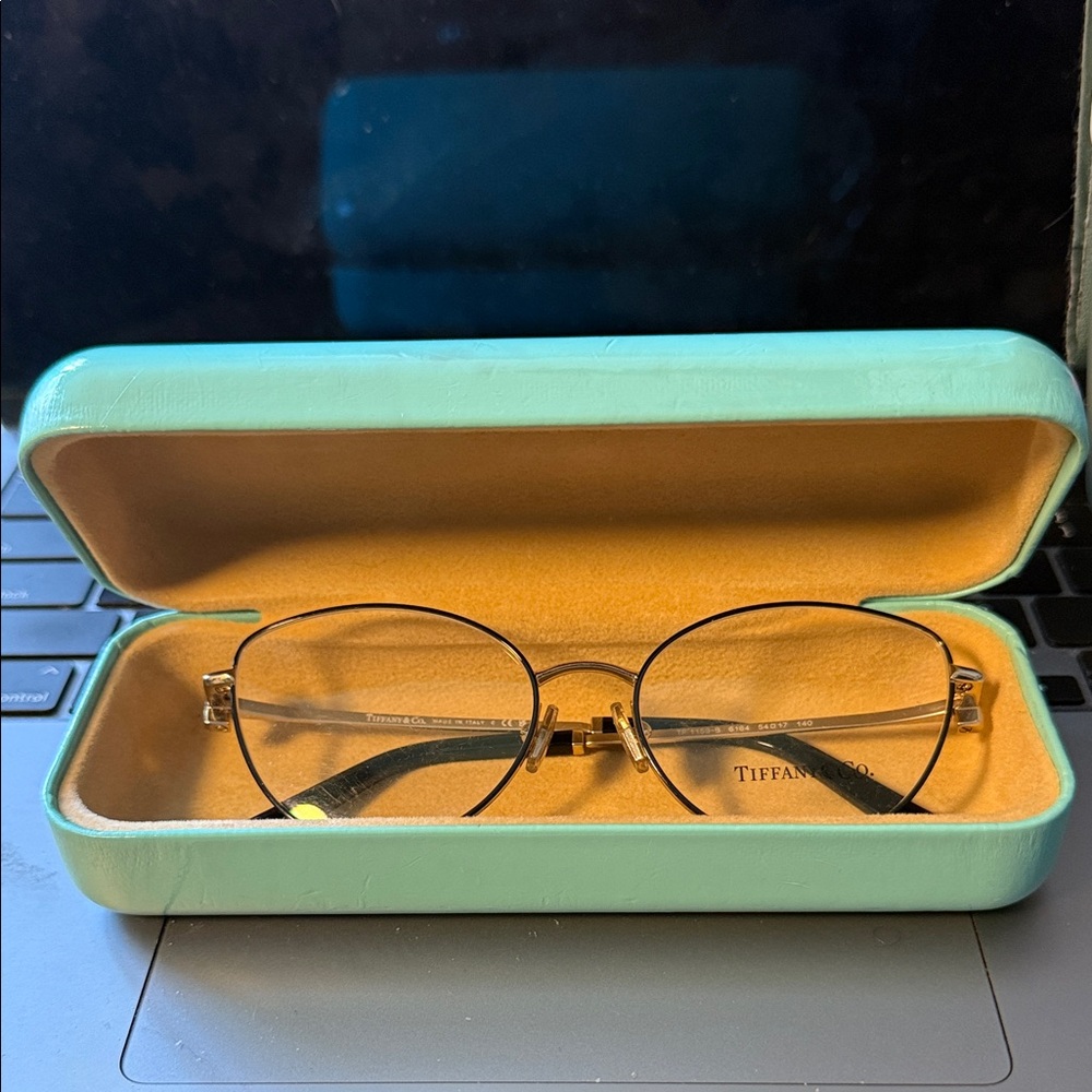 Tiffany & Co. Gold Frame Glasses in Blue Case